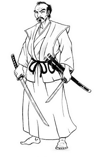 Dibujo Para Colorear De Un Samurai