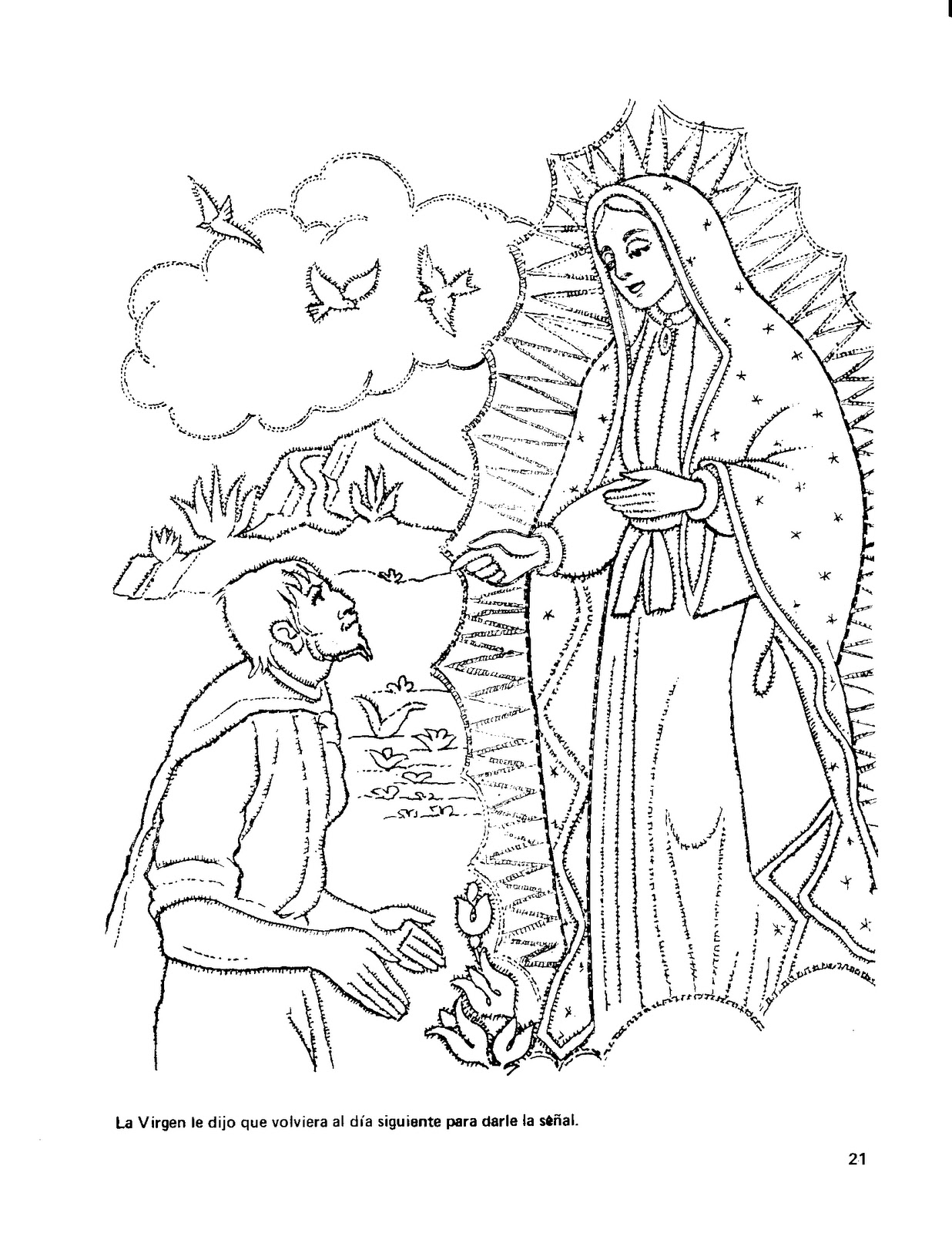 Dibujo de la Virgen de Guadalupe para iluminar